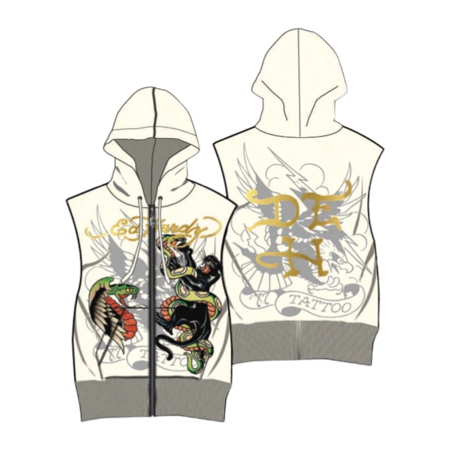 ED HARDY: Panther Snake Sleeveless Zip Up 2
